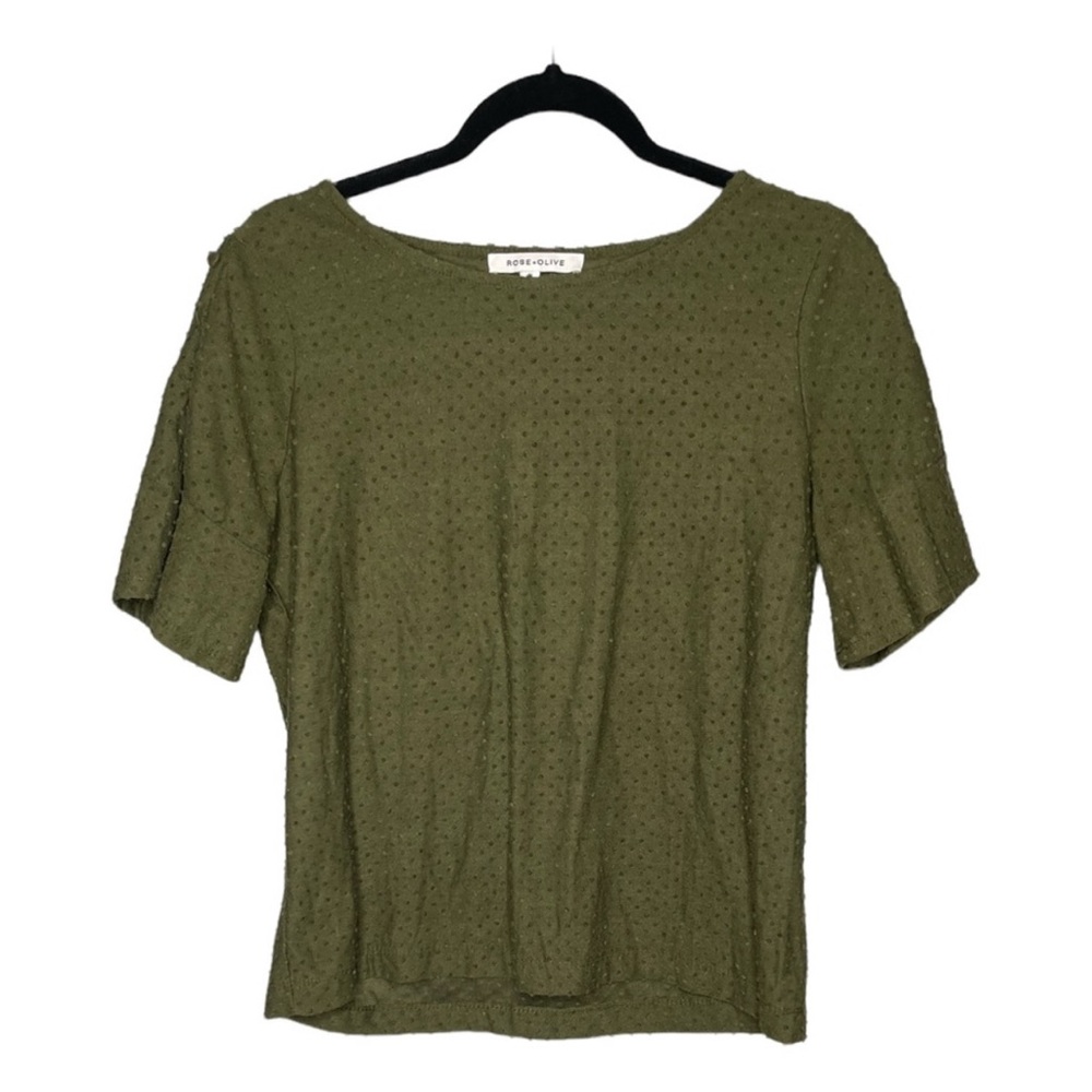 Rose+Olive Sage Green 3/4 Short Sleeve Top
